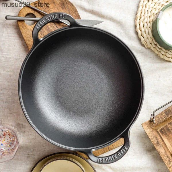 Other Cookware Cast Iron Pot Uncoated And Non Stick wok Casserole kitchen cooking pot cast iron skillet Cookware wok pan fry pan Dropshippin