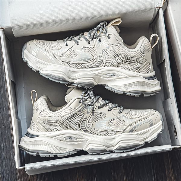 2024 Autumn New Free Shipping Running shoes Suitable for Mens Leather Thick Bottom Dad Shoes Red Grey Khaki White Black Casual Sports Shoes