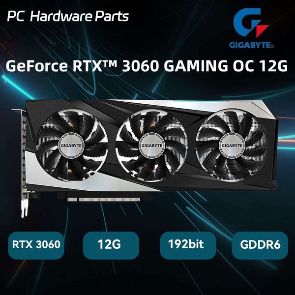 GIGABYTE GeForce RTX 3060 GAMING OC 12G Graphic Card192Bit GDDR6 GPU With 3X WINDFORCE Fans NVIDIA Video Card For B550M Aorus