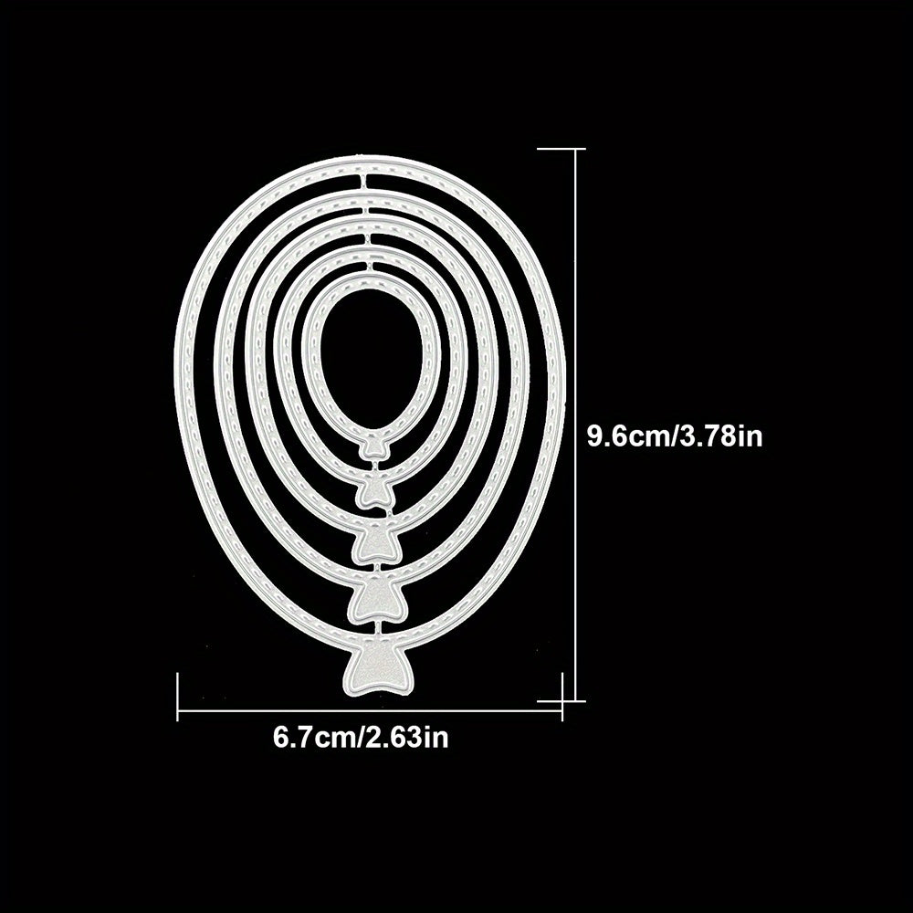 TEMU Hydrogen Balloons Metal Cutting Dies - Diy Scrapbooking, Greeting Cards, Home Decor, Holiday Crafts - Includes 6 Shaped Die Cuts, 1 Handle Die
