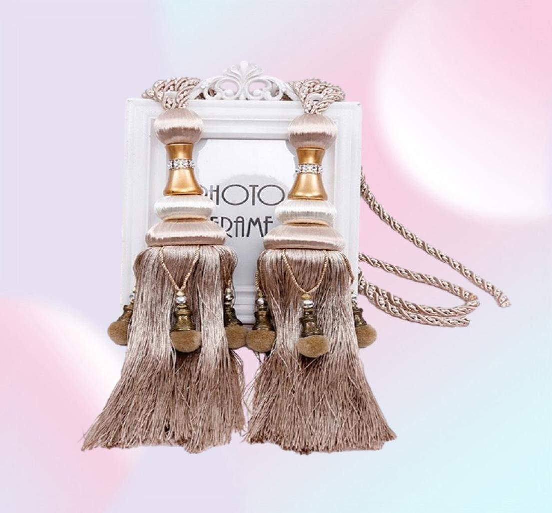 2 Pcs European Curtain Hanging Ball Rope Curtain Tiebacks Hanging Tassel Bandages Brushes Curtain Accessories T2006018934196