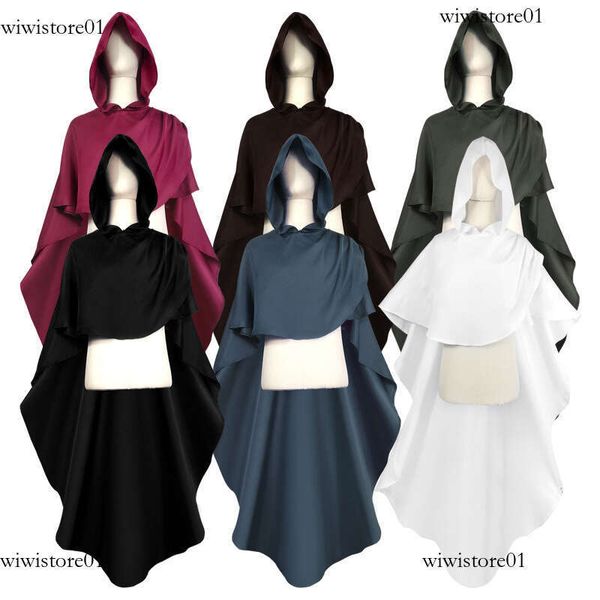 Spot Foreign Trade Halloween Cosplay European Retro Medieval Knight Cape Medium Long Hooded Cape Cape 893