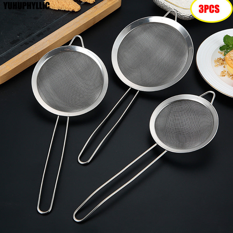 TEMU Yuhuphyllic 3pcs Stainless Steel Fine Mesh Filter, Kitchen Fine Mesh Filter For Tea, Flour, Rice, Juice, Vegetables, Etc., Suitable For Kitchen,