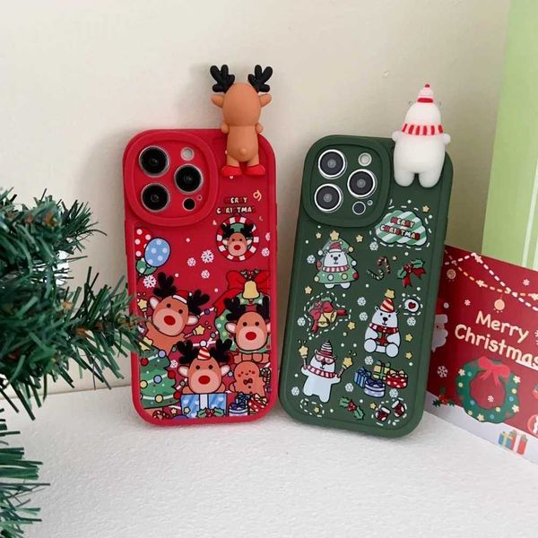 3D cartoon Christmas snowman reinder suitable f or iPhone 16 15 14 13 Pro Max 12 11 X XS XR 7 8 Plus protective case Y241031