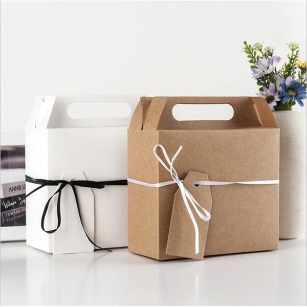 Gift Wrap 12pcs Blank Gable Brown White Color Treat Gift Paper Cardboard Boxes for Wedding Party Favor Box Baby Shower Candy Box Packaging 2
