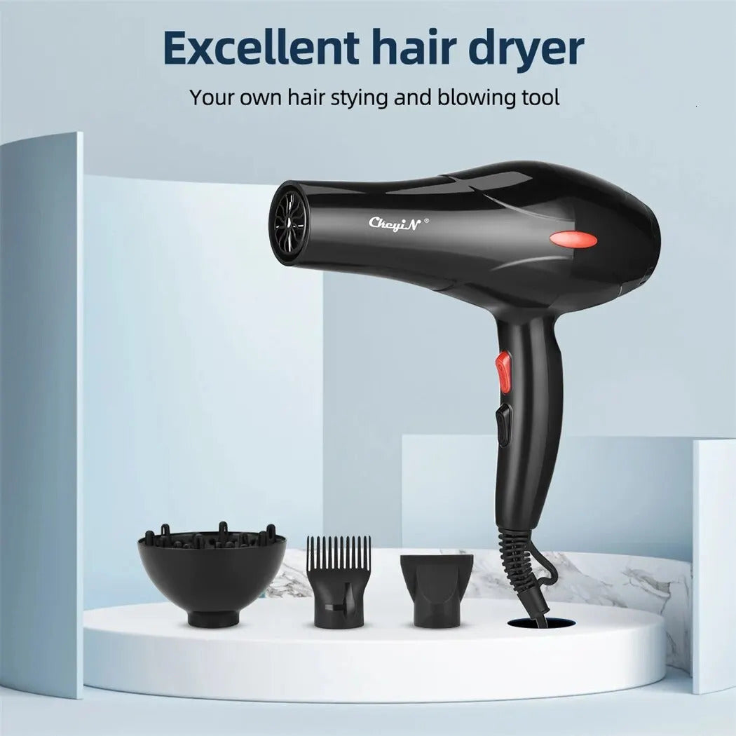 CkeyiN 1600W Hair Dryer Professional Negative Ion Blower Home Use Cold Blow Drying Salon Blower Diffuser Concentrator Nozzle 241031