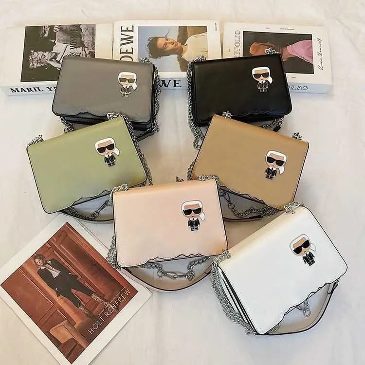 karl designer bags Fashion casual diagonal handbag new Korean cartoon creative shoulder bag trend PU chain small bags BFG2412264