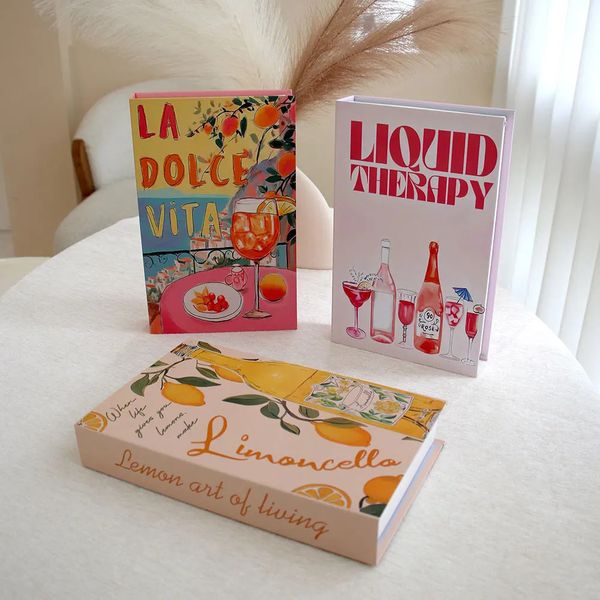 Aperol Cocktail Coffee Decoration Books Kawaii Room Decor Openable Book Box Coffee Table Night Stands Book 250117