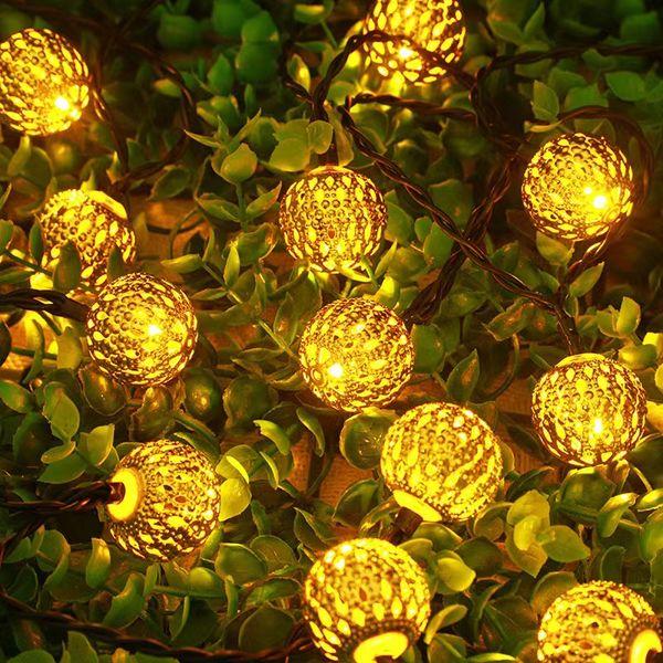 Solar Outdoor Waterproof Bubble Balls Water Drops Moroccan Balls Small Round Balls Patio Christmas Decoration Light String