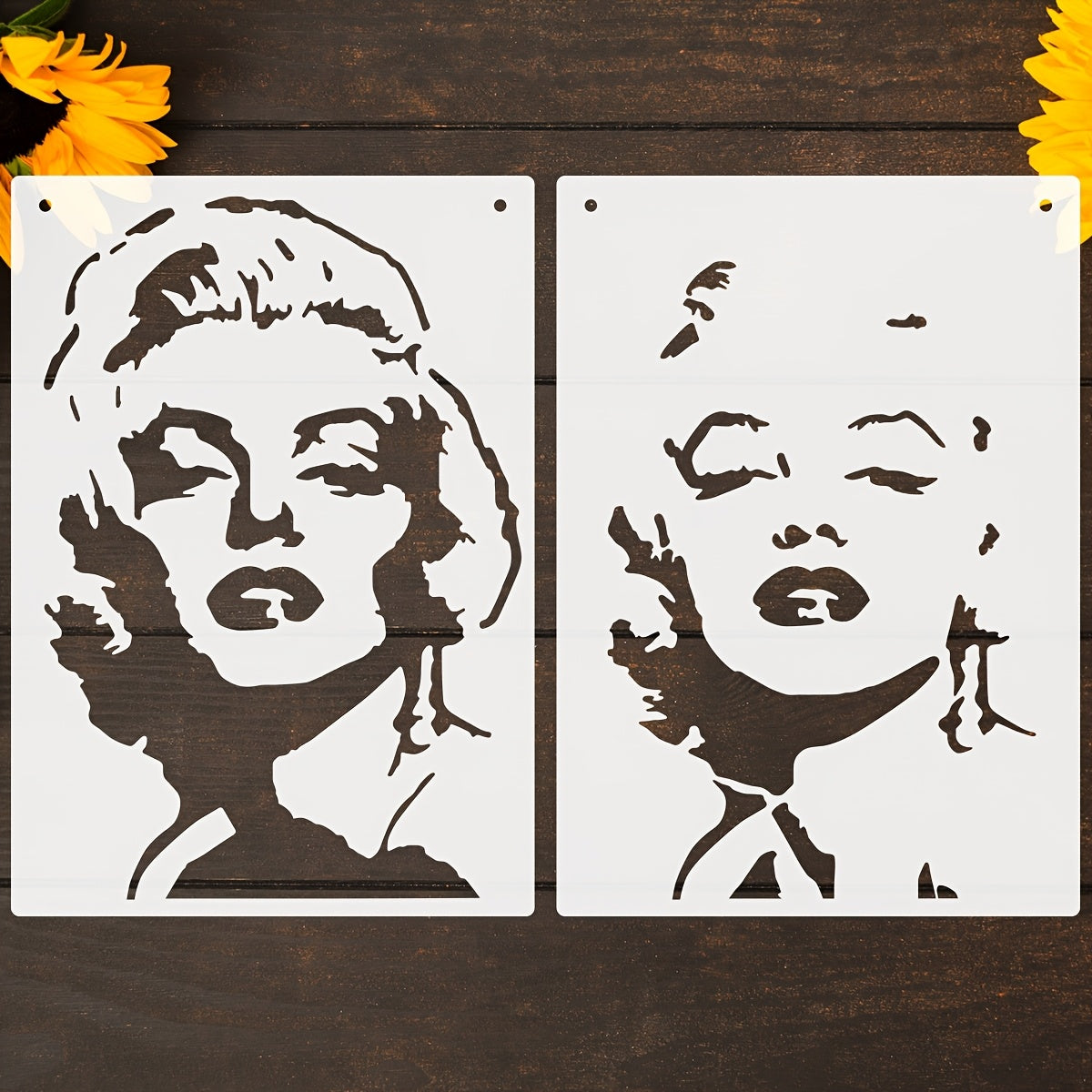 TEMU 2pcs Washable Plastic Stencils For Diy Painting, Beauty Figure Series Templates For Wood, Canvas, Paper, Fabric, Floors, Walls, Furniture, Glass