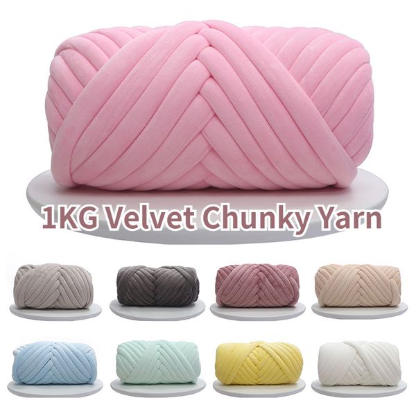 Craft Tools 1KG Velvet Thick Super Bulky Chunky Yarn Hand Knitting Woven Thread Basket Blanket Carpets Giant DIY Arm Hand knit Blanket 23011