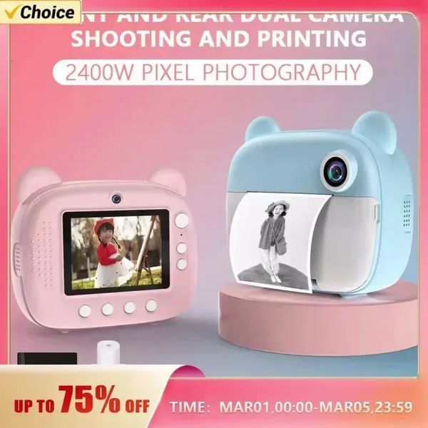 Children Digital Camera Instant Print for Kids Thermal Po Printing Video Toys32G Memory Card y240523