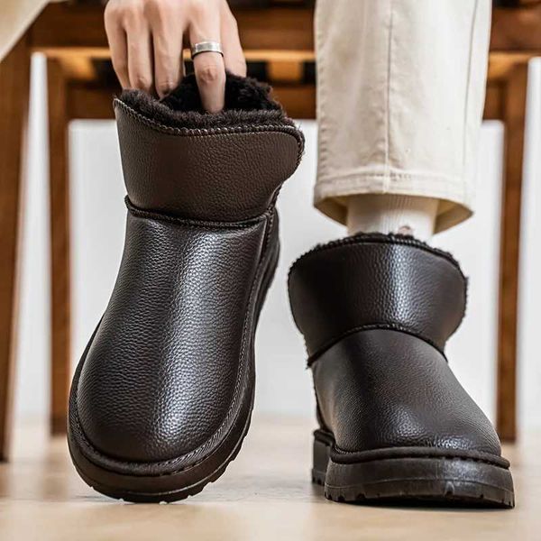 Casual Shoes Hot Sale Snow Boots Women Waterproof Leather Ankle Natural Wool Lined Winter Warm Shoes Rubber Boots z241106