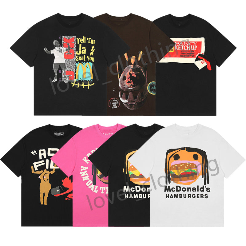 Travis Mens women T shirts Designer Fashion Loose short sleeve leisure summer streetwear Cottons cartoon letter print Sweatshirt tops Clothing