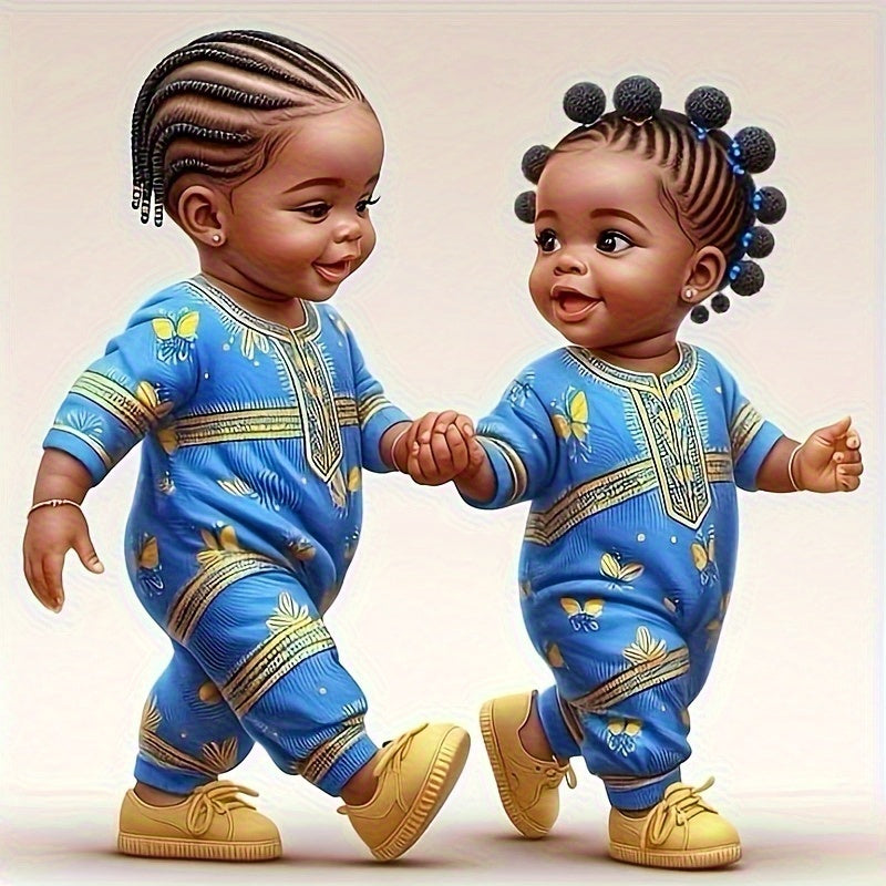 TEMU 5d Painting Kit- Colorful Figure Art, Round Acrylic Gemstones, Frameless Wall Decoration, Suitable Living Room And Bedroom, Set, Diy Craft,