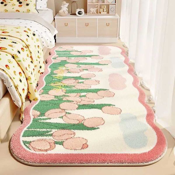 Carpets Lmitation Cashmere Carpet Bedroom Bed Blanket Girls Heart Dirt Resistant Thickened Absorbent No-wash Floor Mat