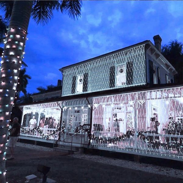 4mx6M 1.5MX1.5M 2x3M LED Outdoor Fishing Net Christmas Fairy Lights Festoon Garden Street Garland Curtain Wedding Tree Ramadan