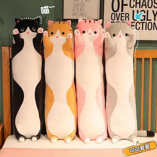 of cute long cat pillows, plush toys, children&#039;s games, playmates, holiday gifts, home decoration