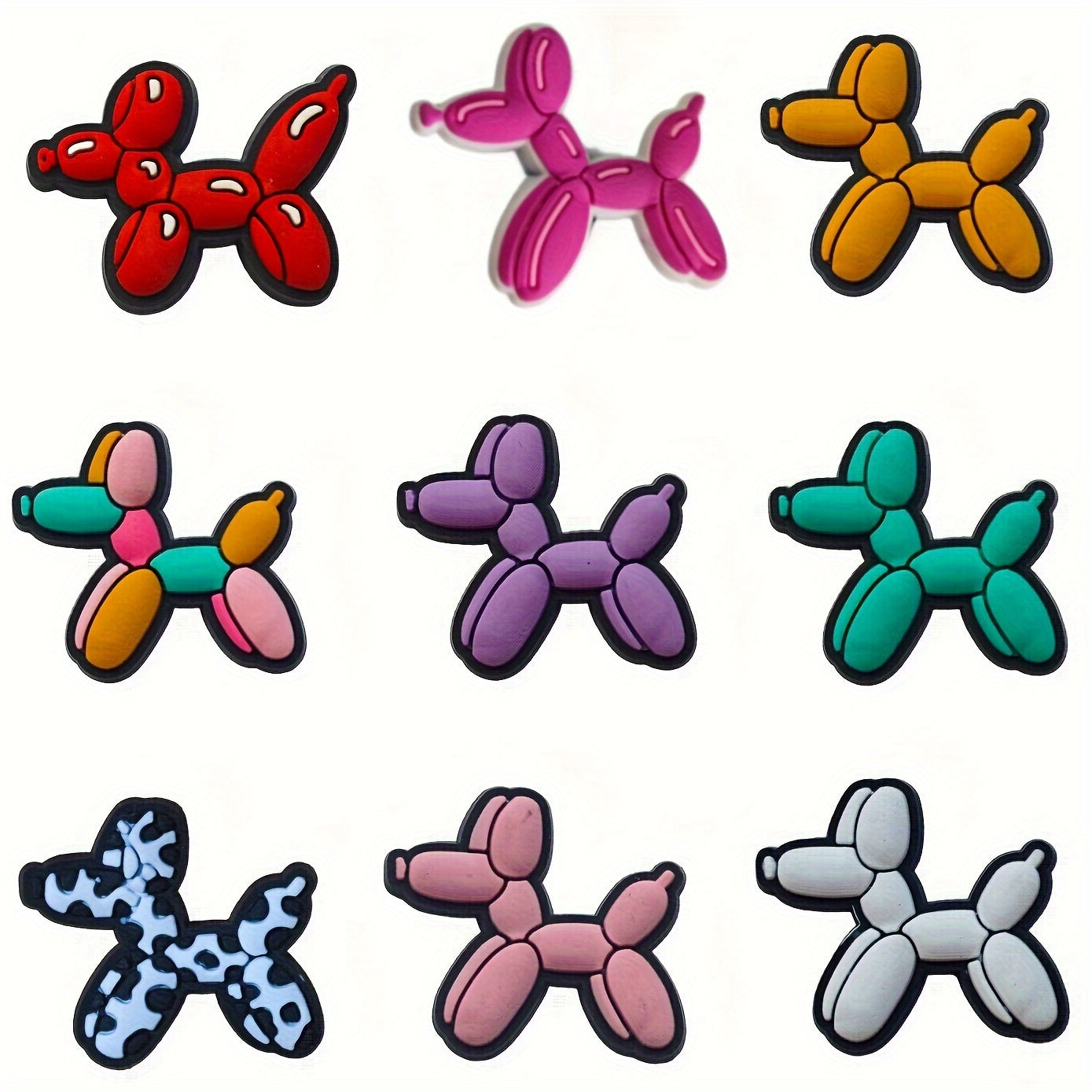 TEMU 9pcs Balloon Dog Shoe Charms Set - Decorative Pvc Accents For Clogs, Bubble Slides, Sandals - Perfect For Christmas, Halloween, Birthday Gift