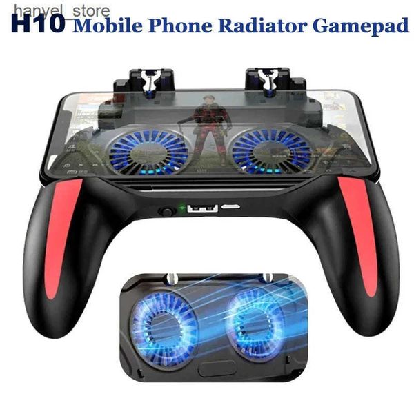 Game Controllers Joysticks H10 4 Fingers Mobile Phone Game Handle w- Radiator Aim Shooting Gamepad Joystick Controller for IOS Android Gamin