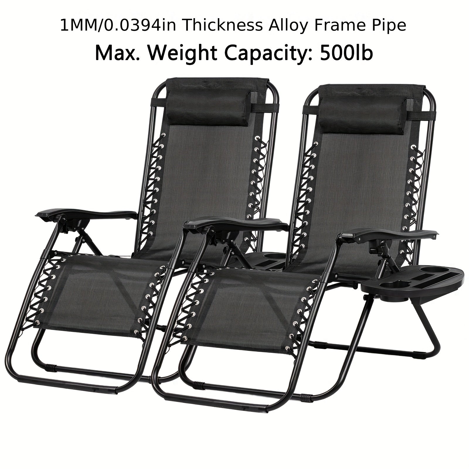 TEMU Two-pack Patio, Garden, Lawn, Beach Adjustable Lounge Chairs, Armchairs With Cup Holders