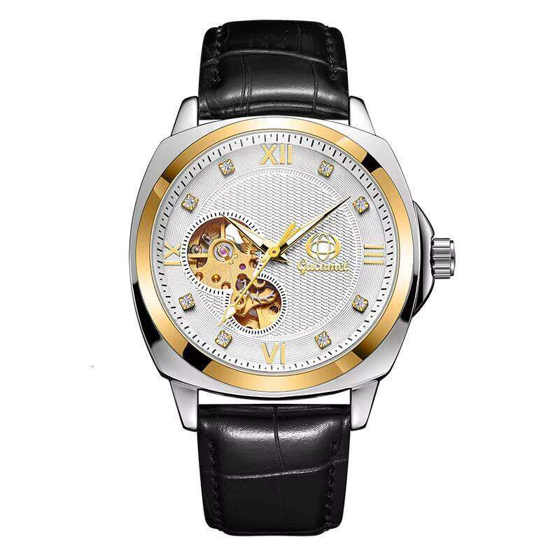DHgadgets Amel Mechanical Skeleton Automatic Phase Men&#039;s Business Waterproof Moon Watch