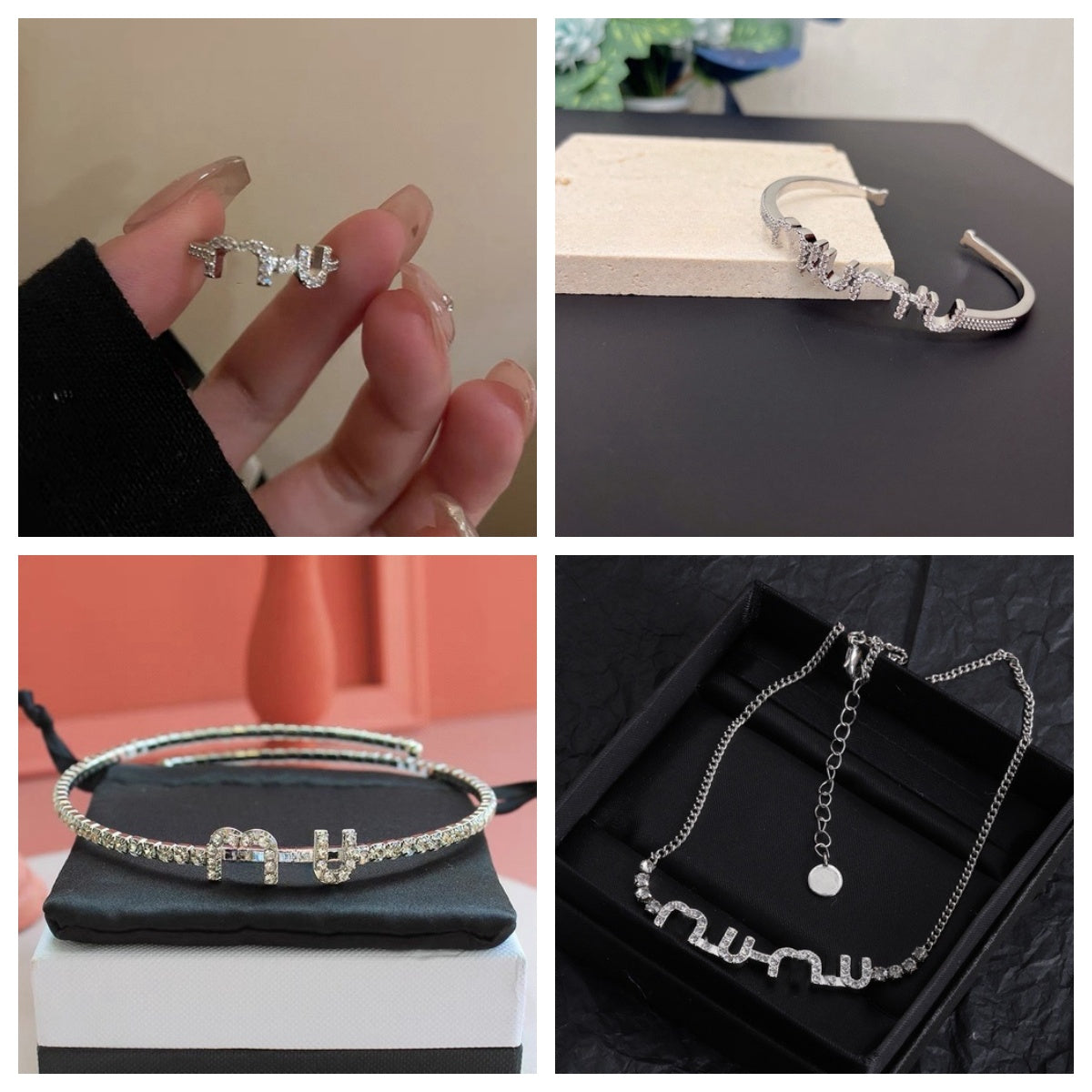 (Choose the Pics not decription) Fashion uMu letter Women&#039;s Chain Rings Bangle Choker Necklace with Gift Box