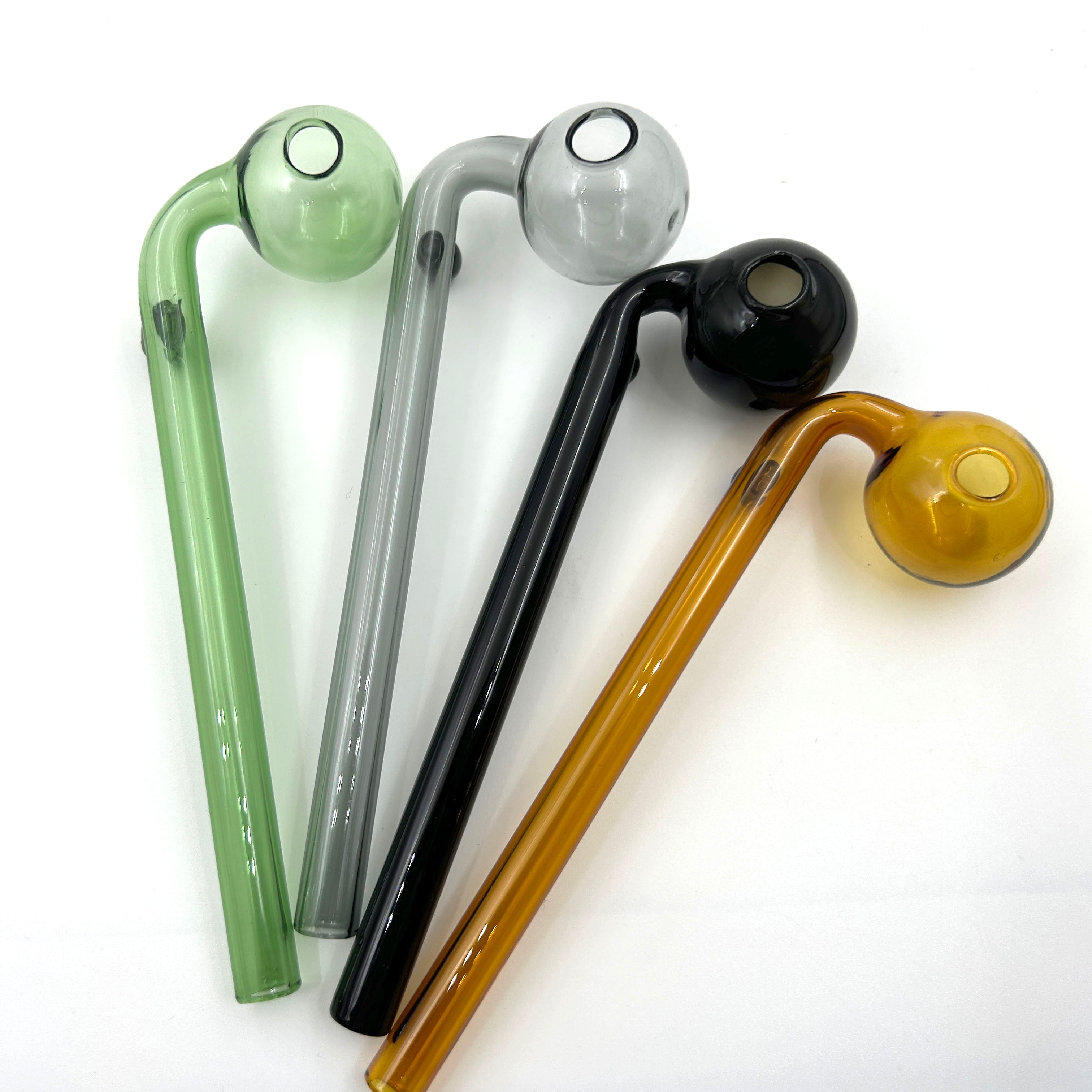 Colorful Pyrex Curved Glass Oil Burner Pipe with Colored Stand 30mm Bowls Slide Clear Hand Pipes For Water Bubblers