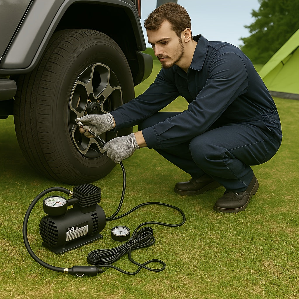 TEMU 1pc Portable Air Compressor Pump 12v 300 Psi Tire Inflator For Car, Bike, Ball, And Motorcycle Use, Without Battery