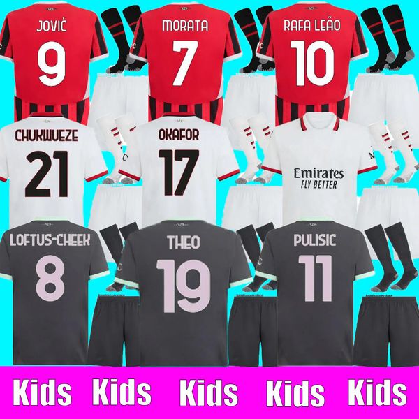 Baby Kids Clothing kids kit sets Children athletic outdoor apparel AC jerseys milan jersey 24 25 saka MORATA RAFA LEAO PULISIC THEO THIAW Ca