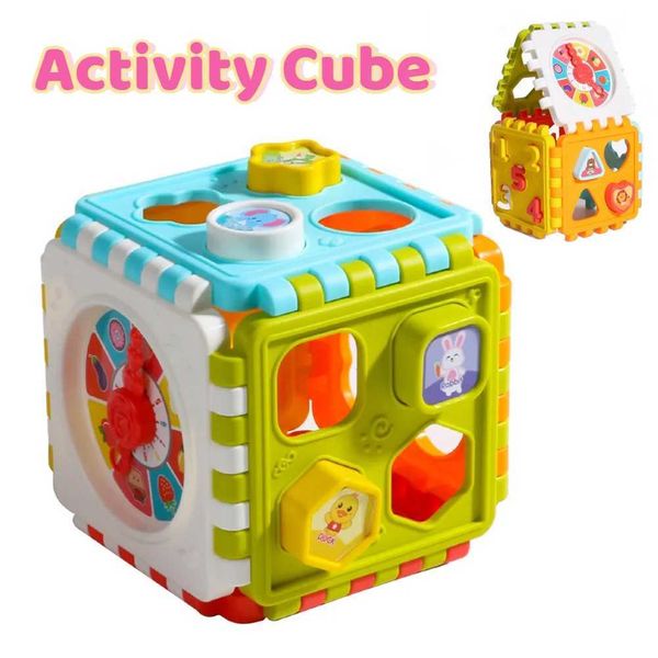 Sorting Nesting Stacking toys Toddler Activity Cube Clock Shape Number Shape Sorting Toys Geometric Building Blocks Puzzles Baby Montessori