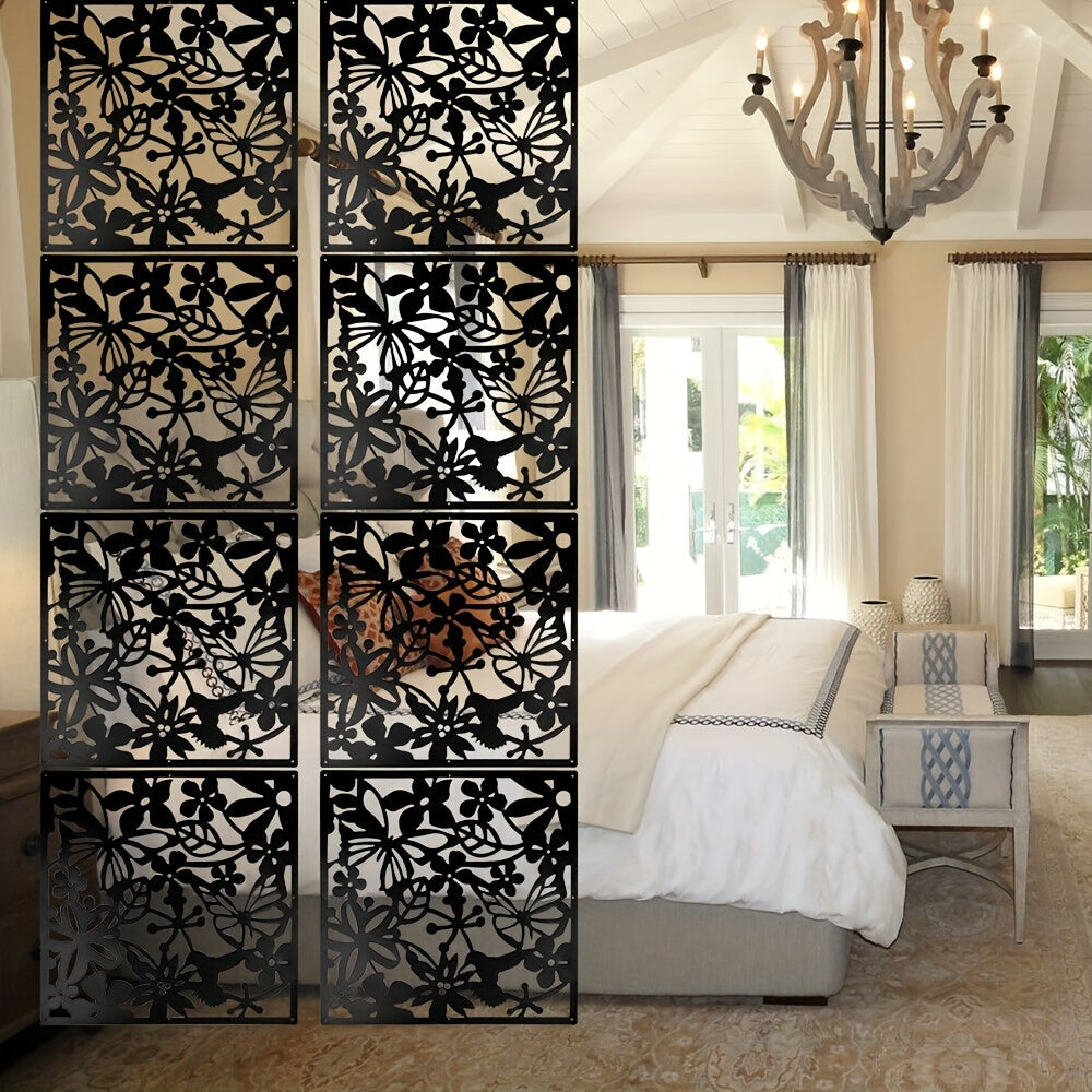TEMU 24pcs Hanging Room Divider, Plastic Partition Curtain Art Deco, Screen Panels Floral Carving Pattern Hollow Out Design For Bedroom, Living,