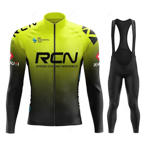 2023 Rcn Team Autumn Cycling Jersey Set Ropa Ciclismo Men Long Sleeve Bike Clothing MTB Maillot Road Bicycle Bibs Uniform 240910