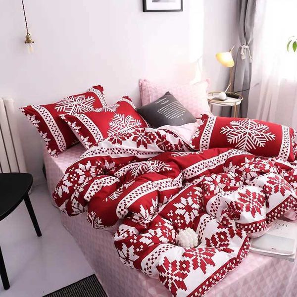 36 New Christmas Snowflakes Home bedding set 3- 4pcs duvet cover set AB side bed linen flat sheet bedclothes adult GeometricC241021