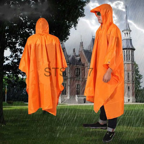 Raincoats 3 In 1 Portable Raincoat Sunshade Camping Tarp Ground Mat Outdoor Waterproof Rain Poncho Backpack Cover For Hiking Picnic Tent x07