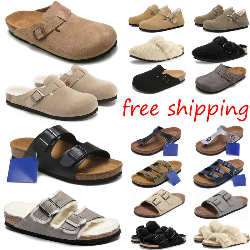 Free Shipping Designer Clogs Sandals Clog Slippers Cork Flat High Quality Fashion Summer Winter Genuine Sude Leather Slide Favourite Beach Casual Sh