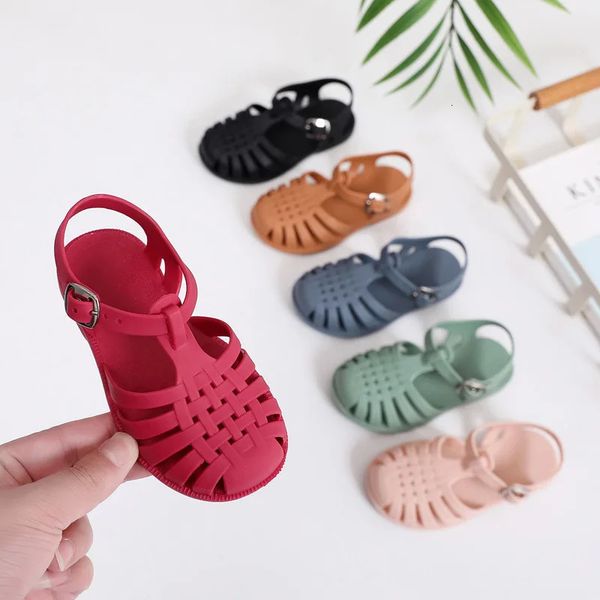 Sandals Jelly Shoes for Kids Sandals Summer Beach Shoes for Sea Summer Girls Gladiator Sandals Baby Soft Non-slip Boy Roman Flip-flops 25012