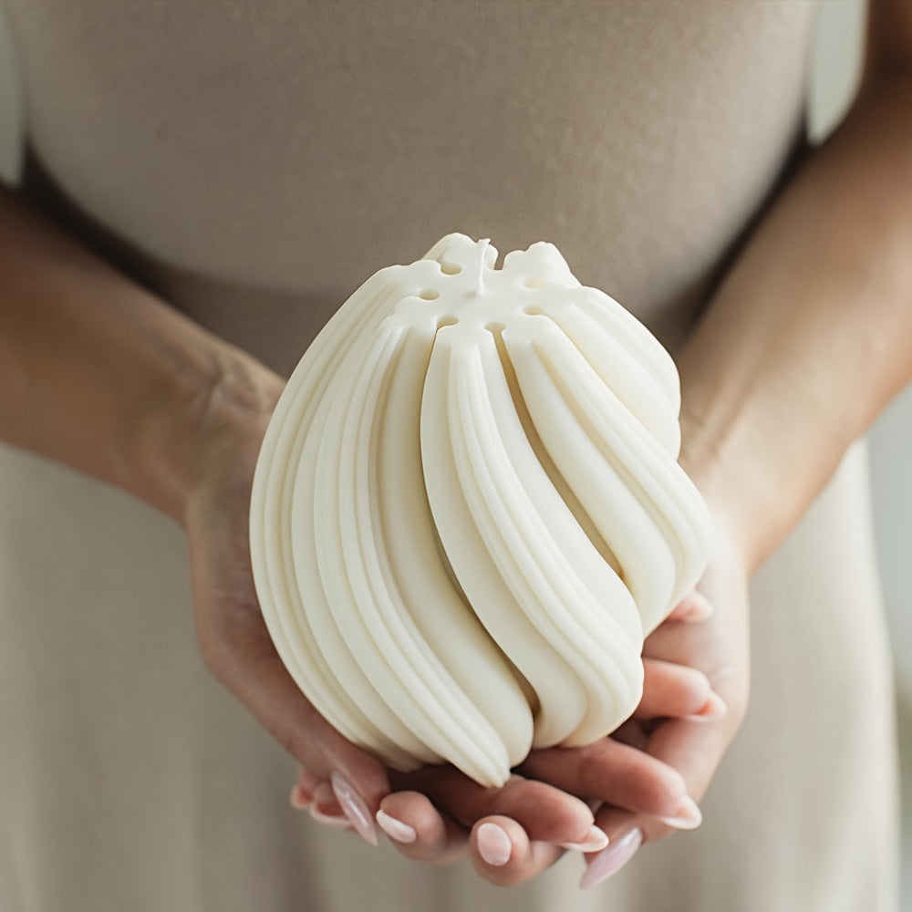 TEMU Swirl Candle - Large Beautiful Handmade Pillar Scented Soy Wax Twirl Candle Elegant Bubble Aesthetic Candle Housewarming Gift Shelf Decor Idea