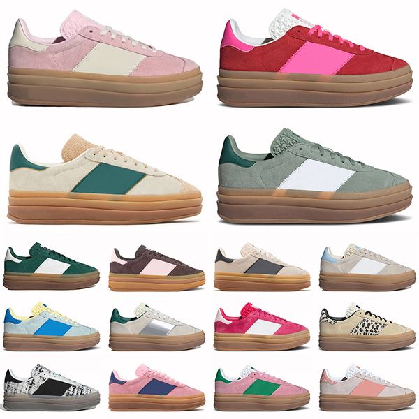 Top Quality Leather Suede Designer Bold Casual Shoes Luxury Cream Black Leopard Collegiate Green Trainers Platform Flat Upper Increase Walki