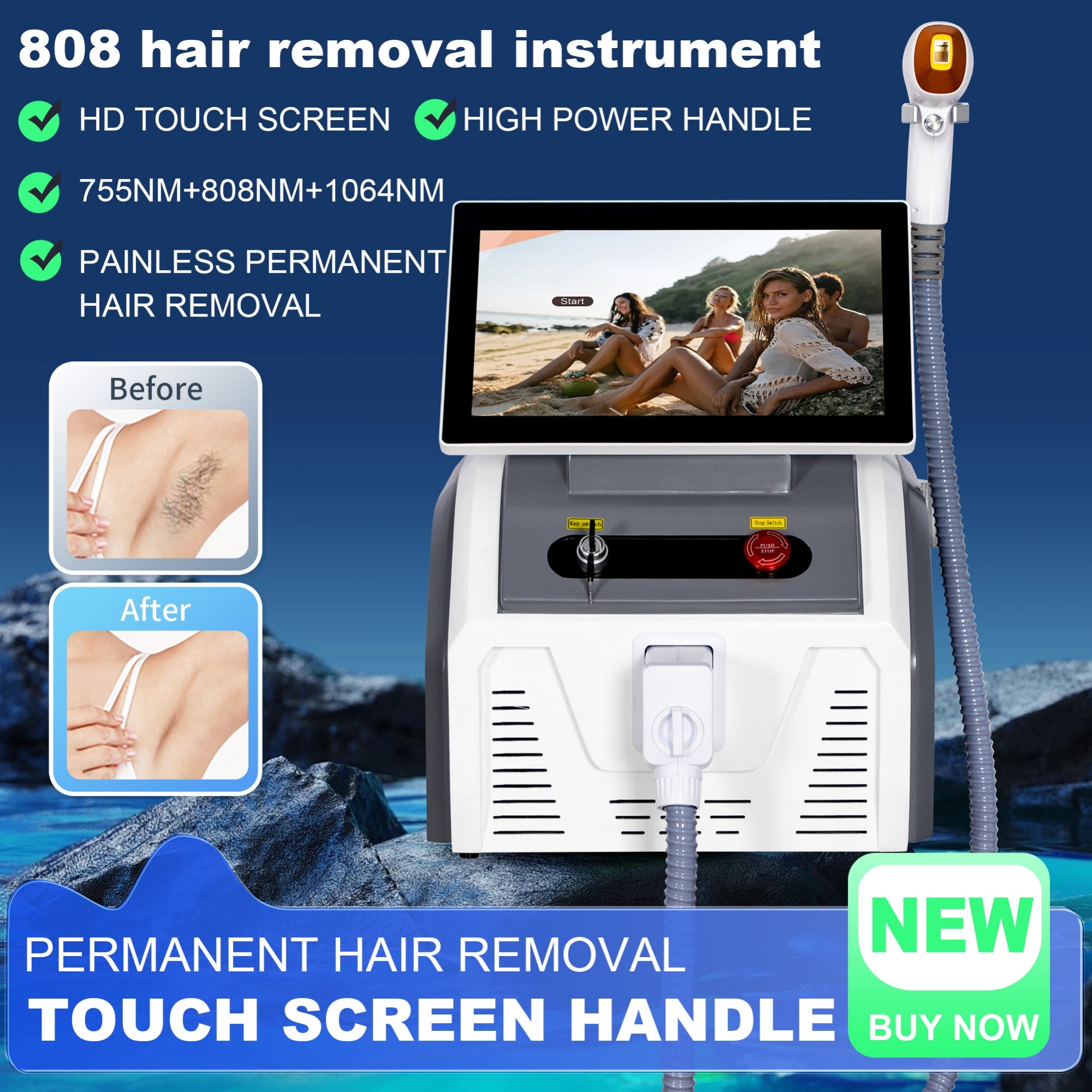 Professional Diode Laser Hair Removal Equipment with Semiconductor Technology and Long Lifespan for Continuous Salon Treatments