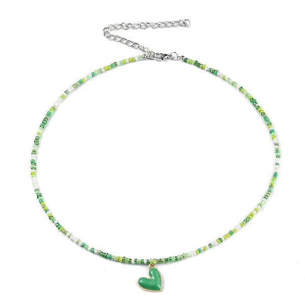 Collier de charme de coeur d'émail d'alliage