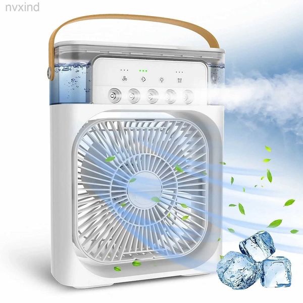 Electric Fans Mist Fan 3 In 1 Air Humidifie Portable Fan Air Conditioners USB Electric Fan LED Night Light Water For Home d240429