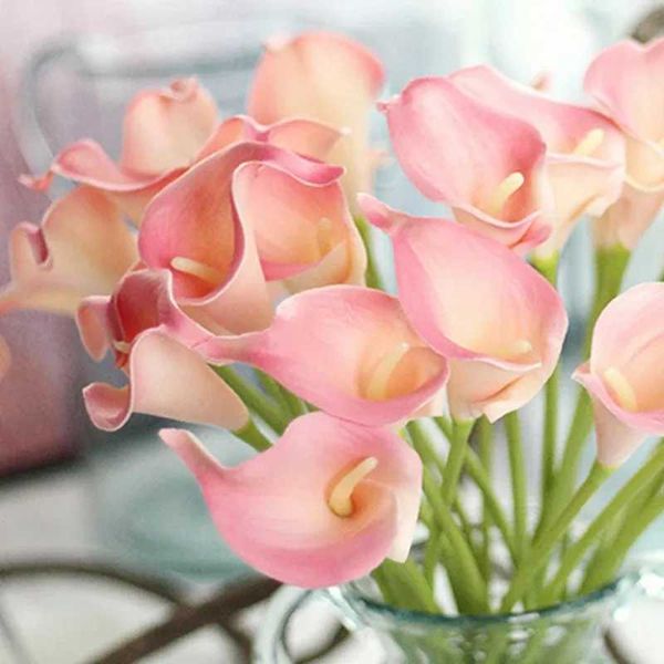 5-10Pcs Artificial Flowers Calla Lily Real Touch Tulip Flower Bouquets For Wedding Bride Home Vase Decoration Fake Plants Gifts Y241227