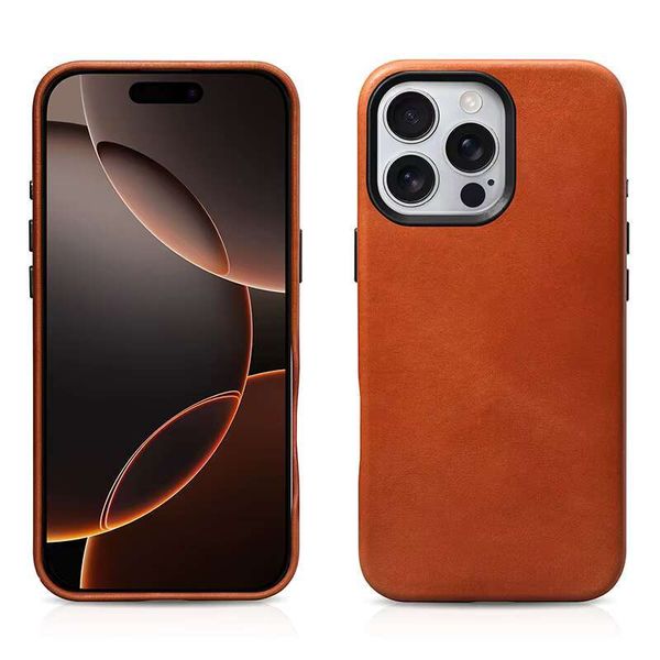 ICARER Retro Full Sides Leather Phone Case Premium Cowhide Back Cover for iPhone 16 Pro Max 6.9inch