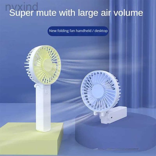 Electric Fans New Handheld Mini Electric Fan Foldable Ultra Long Endurance Strong Wind Camping Portable USB Rechargeable Air Conditioner d24