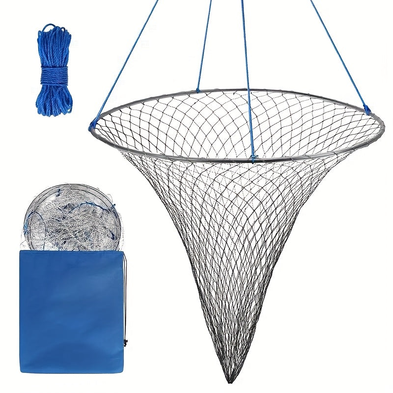TEMU 1 Set Of Stainless Steel With Rope-foldable Boat And Dock Landing Net, Used For Fishing And , With Bags For .