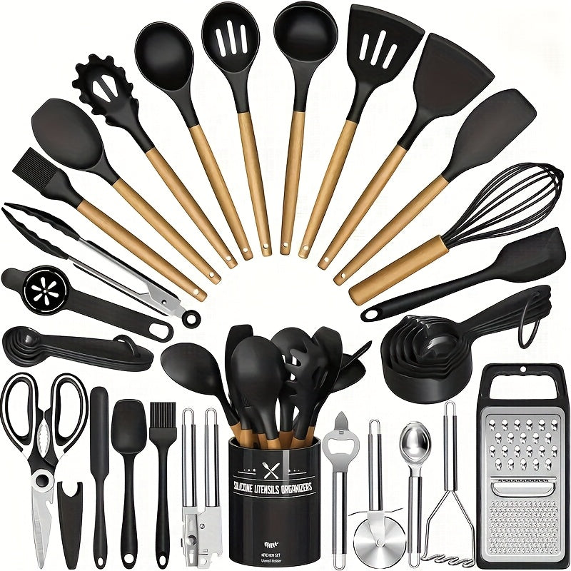 TEMU 37pcs Silicone Cooking Utensils Set - Non-scratch & Heat-resistant Kitchen Tools