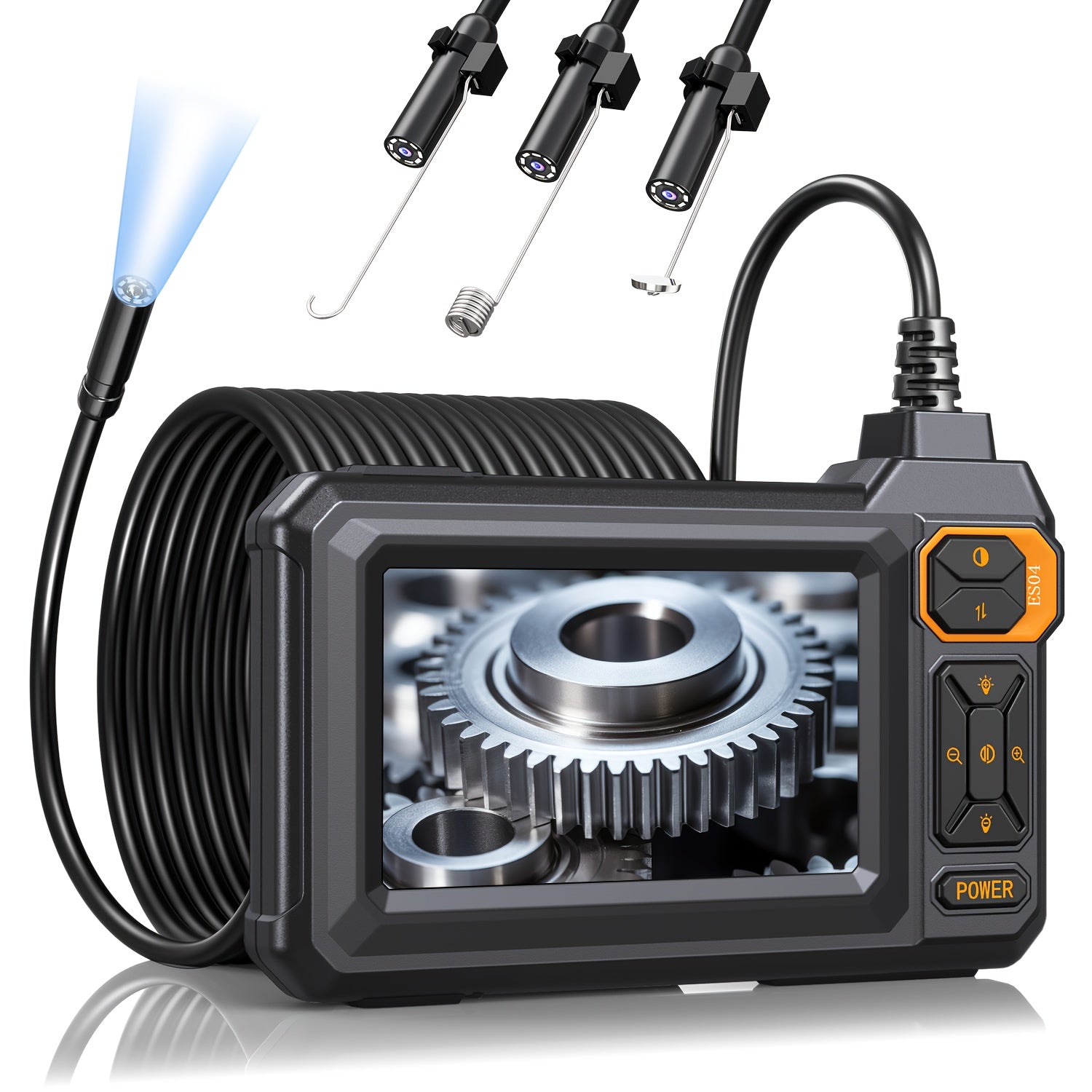 TEMU 4.3inch Endoscope Camera With Lights For 1080p Hd Borescope Toolsfor Automotive, Mechanical, And Home , Men's Gadgets, 16.4ft Semi-rigid Camera,