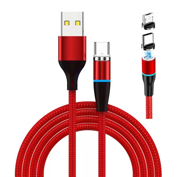 3 in 1 Magnetic Phone Cables Charger e 2A Nylon Fast Charging Cord Type C Micro USB Cable Wire for iPhone 15 14 Samsung S21
