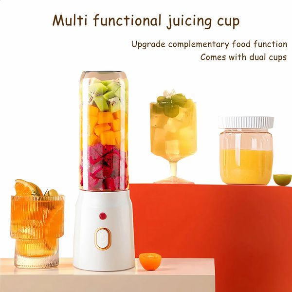 1Pcs Portable juicer USB charging small juicer Mini ice crusher Bring 2 cups Suitable for travel home kitchen 250116